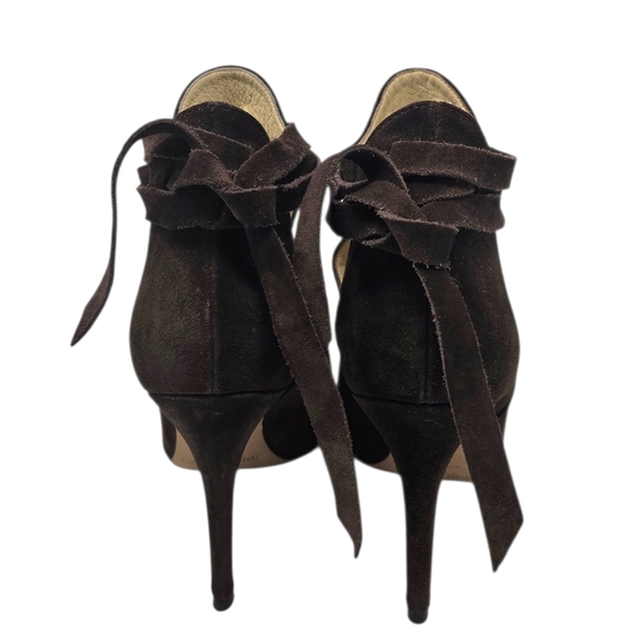 Jimmy Choo Marina Chocolate Brown Suede Stiletto Heel Cutout Bootie Heels 8.5 US - Picture 12 of 16